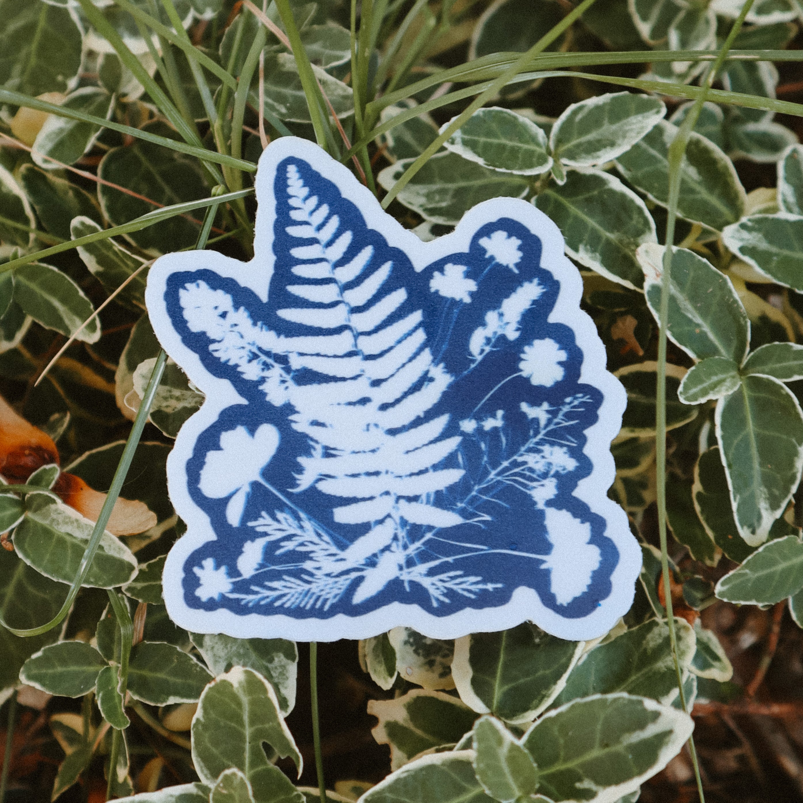 Flower Medley Cyanotype Sticker