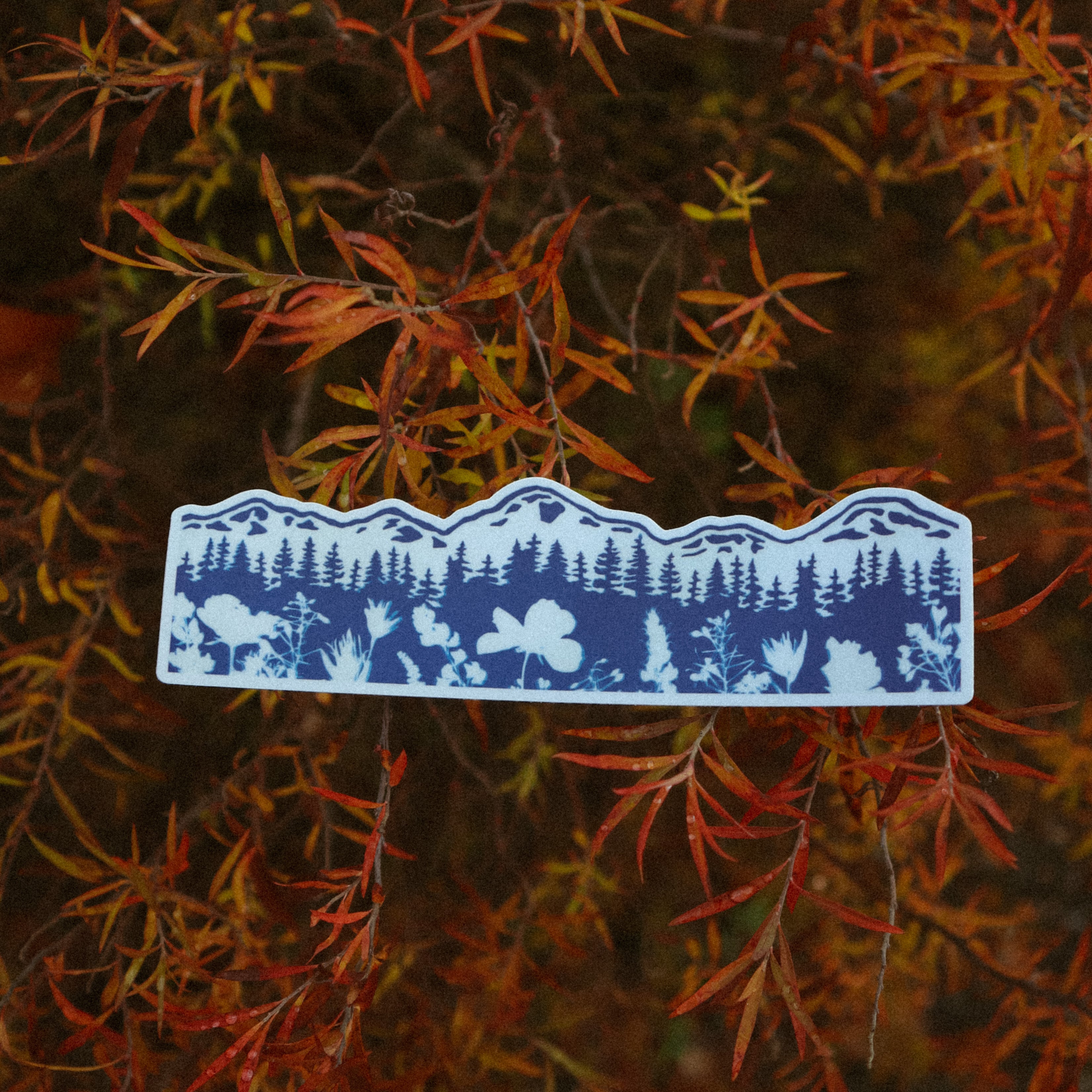 5 Volcanoes Cyanotype Sticker