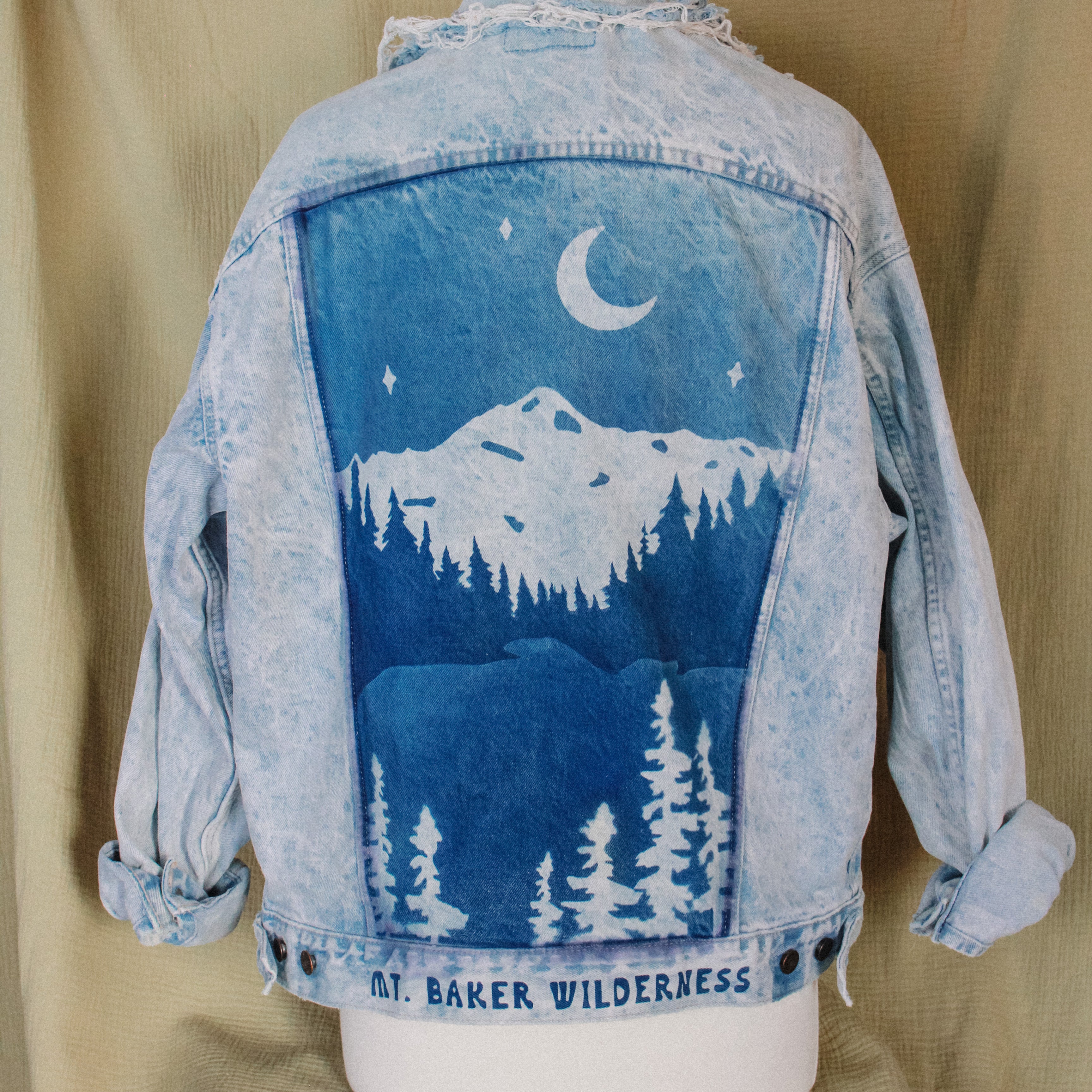 Upcycled Mt Baker Wilderness Denim Jacket | Size Large