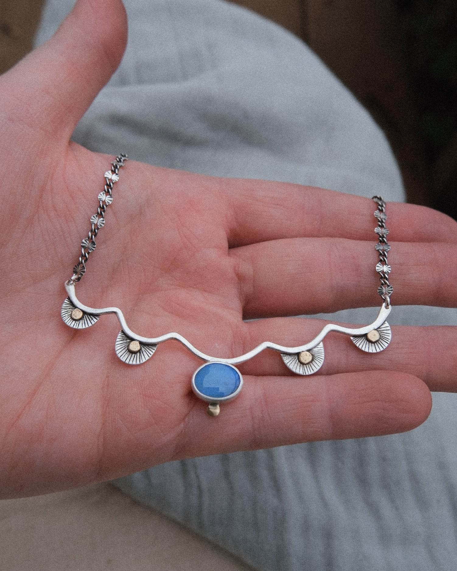 Sol Necklace | lightning ridge seam opal | 16" chain