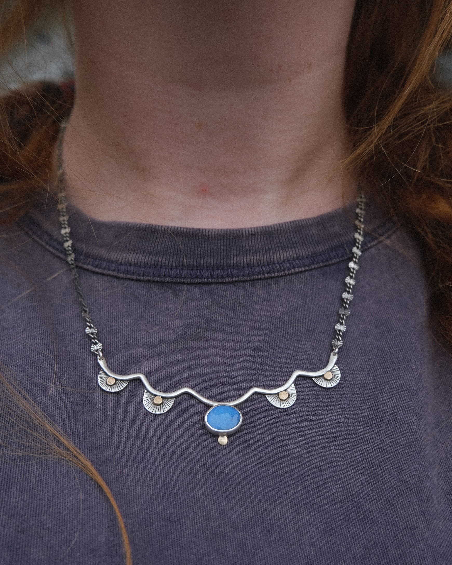 Sol Necklace | lightning ridge seam opal | 16" chain