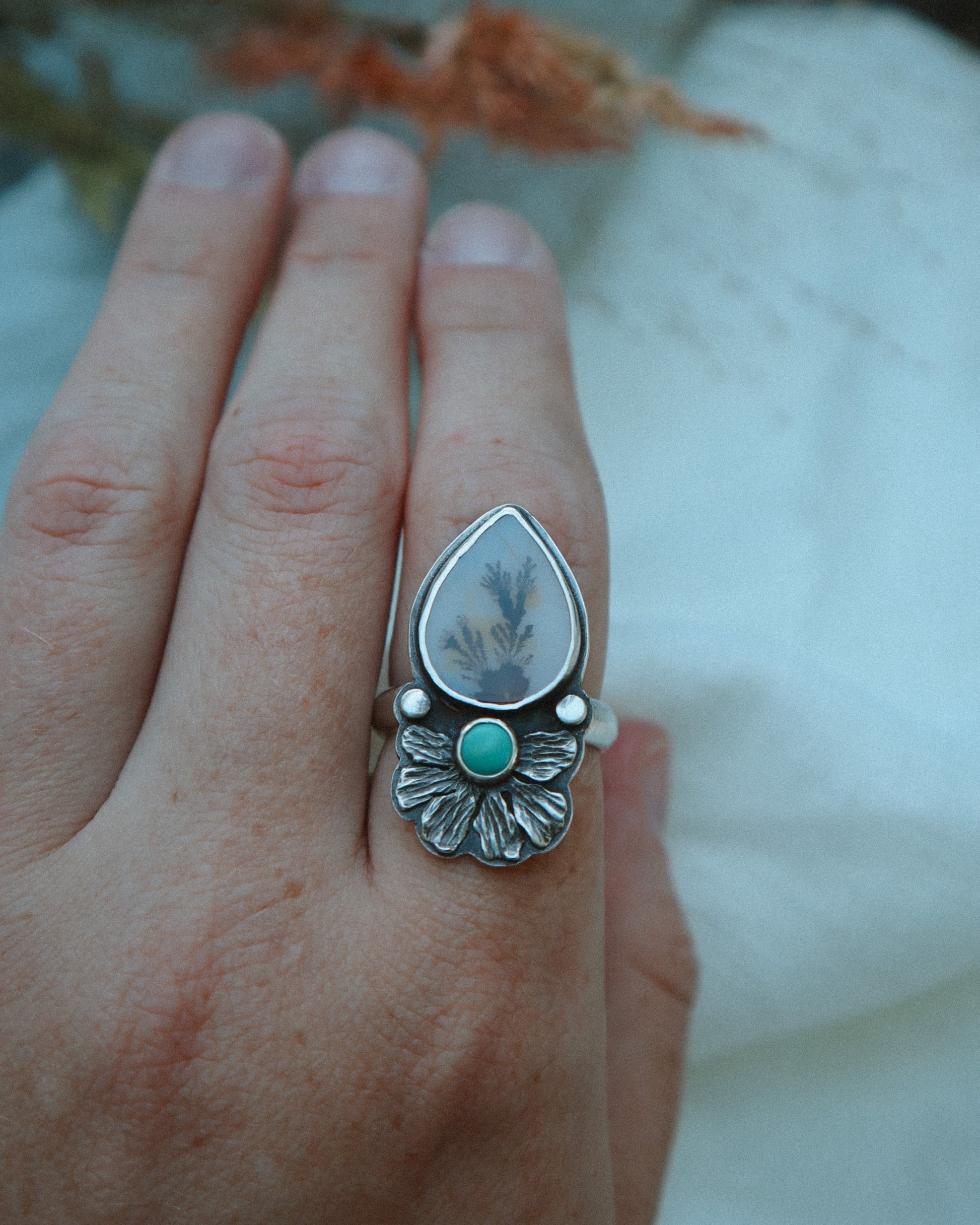 No Rain Ring | dendritic agate (8.75)