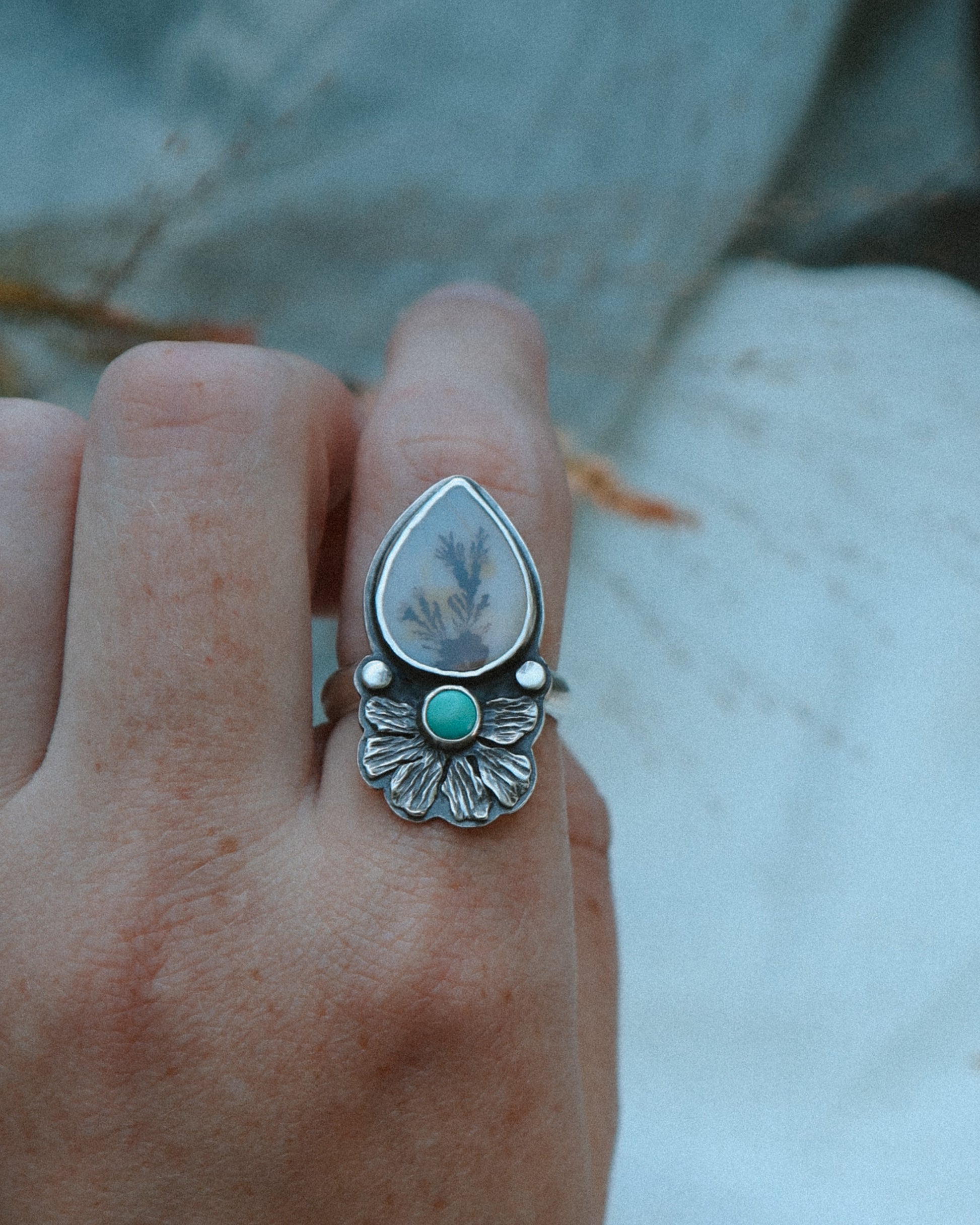 No Rain Ring | dendritic agate (8.75)