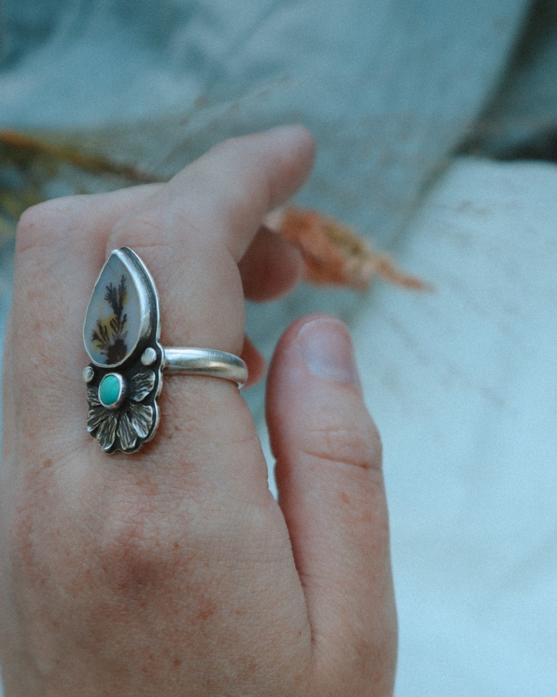 No Rain Ring | dendritic agate (8.75)